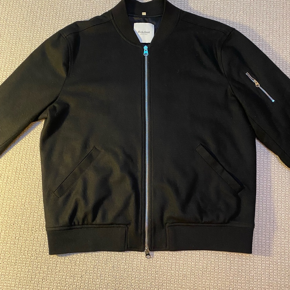Black Hardy Amies of Savile Row Bomber Jacket with Zip Details
